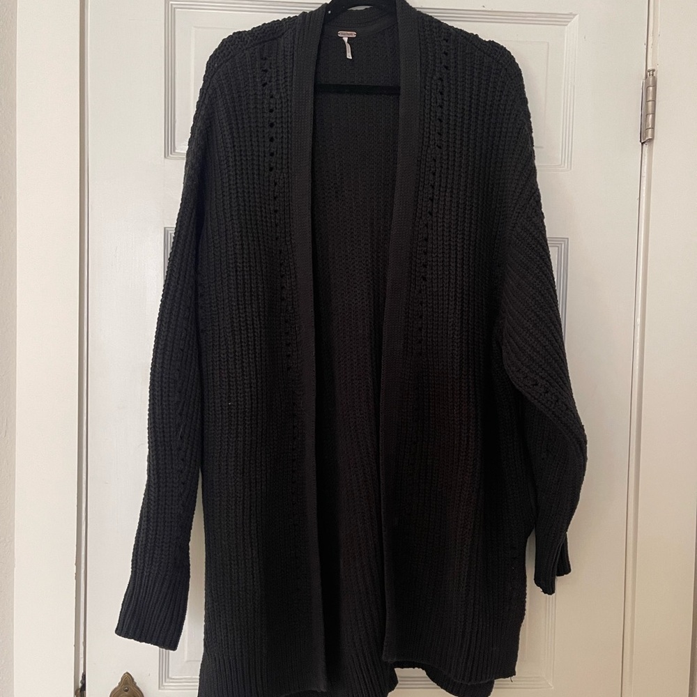Free People black knit long cardigan